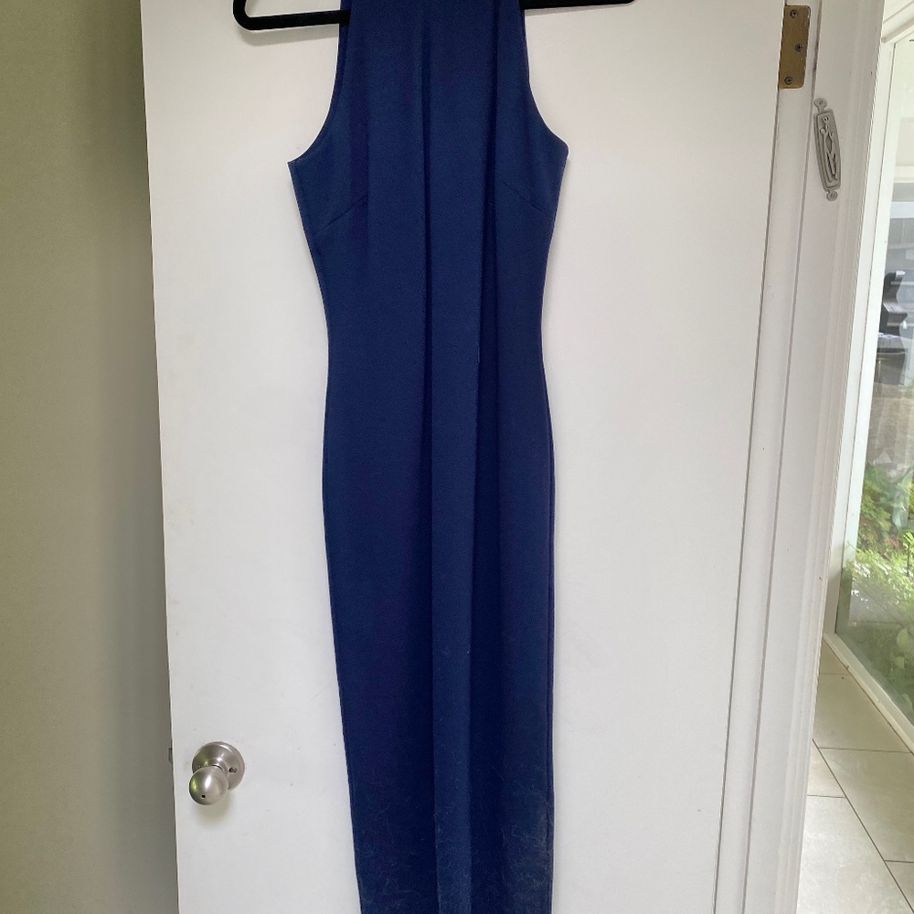 Ronny Kobo bodycon midi navy sleeveless mick turtleneck dress